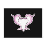 pink dolphin heart postcards