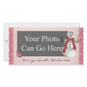 Pink Dot Winter Snow Snowman Christmas photo cards