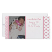 Pink Dots Photo Card Birth Announcement
