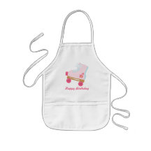 Pink Dots Rollerskate Birthday Kid's Apron