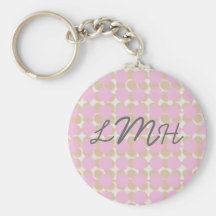 Pink Dottie Monogram Keychain