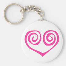 Pink Double Spiral Heart Breast Cancer Survivor Keychain