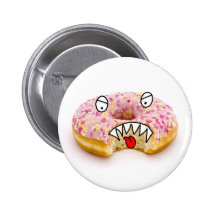 pink doughnut monster button