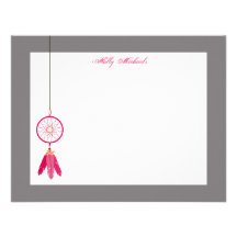 Pink Dream Catcher Flat Notecards Invitations