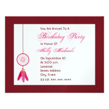 Pink Dreamcatcher Birthday Party Invitation