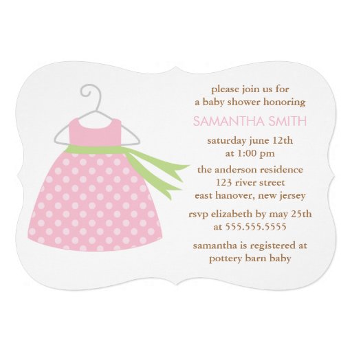 Pink Dress Baby Shower Invitations