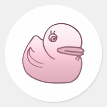 Pink Duck Sideways Soft Pink Round Stickers