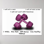 Pink Dumbbells Live healthy Poster posters