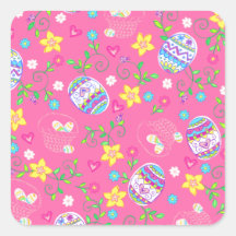 Pink Easter eggs, flowers and baskets Sticker