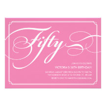 Pink Elegant 50th Birthday Invitations