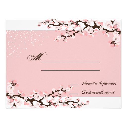 Pink Elegant Cherry Blossom Wedding Response RSVP Personalized Announcements