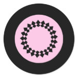 Pink Elegant Round Design. Art Deco Style. Round Sticker