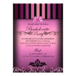 Pink Elegant Stripe Bachelorette Party Invitation