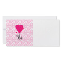 pink elephant and balloons personalized photo card