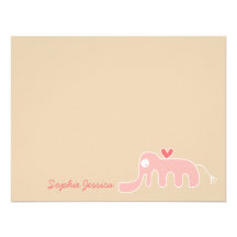 Pink Elephant Baby Girl Custom Thank You Card Personalised Invites