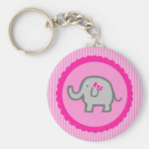 Pink Elephant Baby Shower Keychain Favors