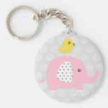 Pink Elephant Bird Key Chain