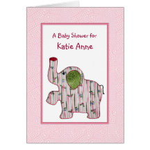 Pink Elephant Country Baby Shower Invitation Card