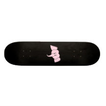 Pink Elephant Face. Cartoon Skateboard