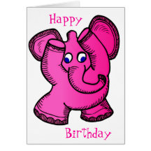 Pink Elephant Greeting Card