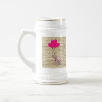 Pink elephant holding balloons coffee mug
