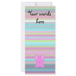 Pink elephant on blue pink stripes personalized rack card