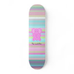 Pink elephant on blue pink stripes skate board decks