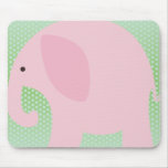 Pink Elephant on Mint Green mousepads