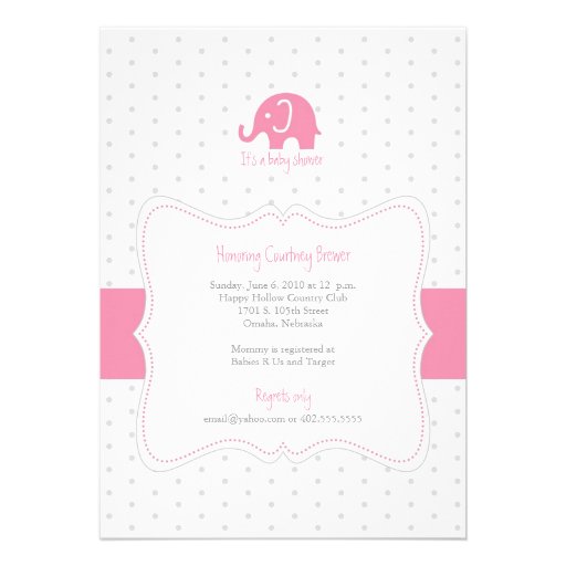 Pink Elephant Polkadot Baby Shower Invitation | Zazzle.co.uk