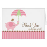 Pink Elephant Thank You Note Card
