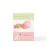 Pink Elephants Baby Girl Photo Birth Announcements Greeting Cards