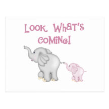 Pink Elephants Look What's Coming Postcards