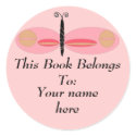 Pink Eyed Butterfly, Book Plates stickers