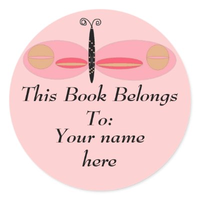 Pink Eyed Butterfly, Book Plates Round Sticker by SeaAngel
