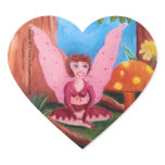 Pink Fairy beside orange mushroom heart sticker