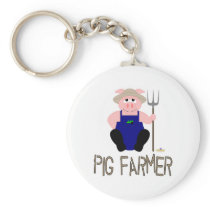 Pink Farmer Pig Brown Pig Farmer Key Chains
