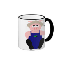 Pink Farmer Pig Mugs
