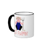 Pink Farmer Pig Pink Just Farmin' mugs