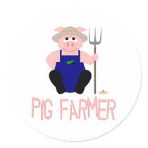Pink Farmer Pig Pink Pig Farmer Sticker