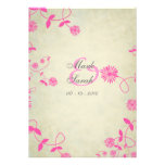 Pink Field Flowers II Vintage Taupe Invitation