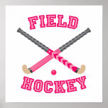 Pink Field Hockey Logo posters