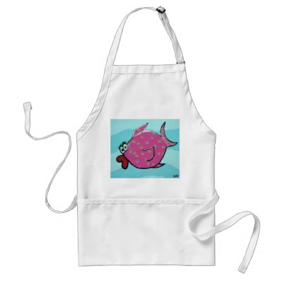 Pink Fish Adult Apron by deedleart