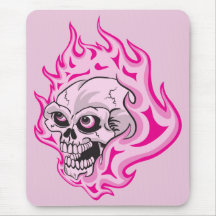 Pink Flaming Skull Mousemat