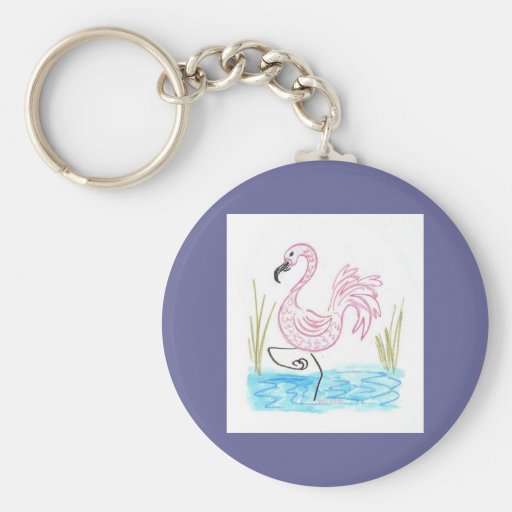 Pink Flamingo 13 Keychain