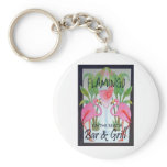 Pink Flamingo Bar & Grill Beach Drink Theme Keychains