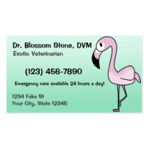 Pink Flamingo Business Cards (Teal)