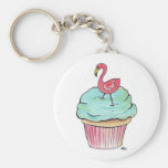 Pink Flamingo Cupcake Retro Dessert! Keychain