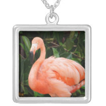 Pink Flamingo Sterling Silver Necklace