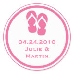 Pink flip flop thong wedding favour tag seal label stickers