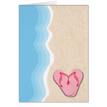 Pink Flip Flops on the Beach Card